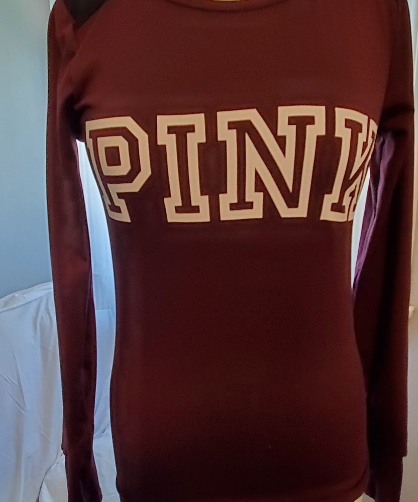 Victoria's Secret Pink Maroon Sport Athletic Long sleeve tee